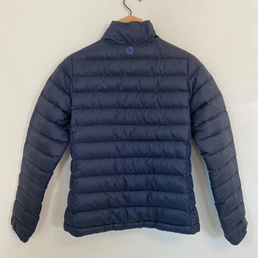 Marmot Kids 700 Fill Down Puffer Jacket Size Small Quilted Mock Neck Zip Pockets
